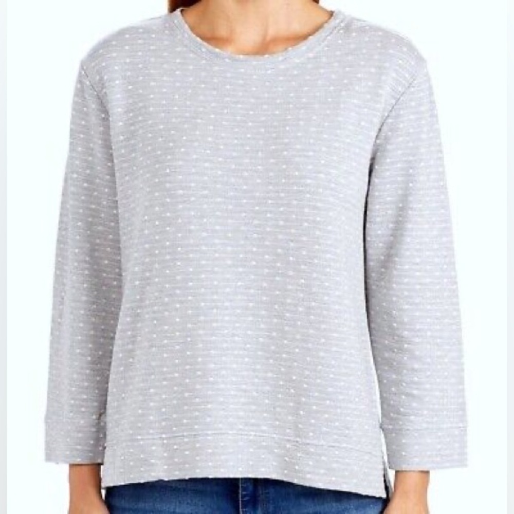 Fresh Produce Polka Dot Sweater Size XL Gray Textured Pullover